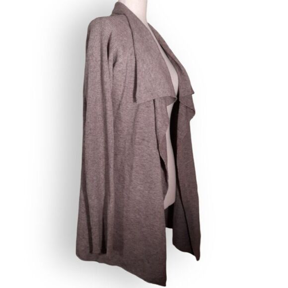 Hem & Thread Open Front Cardigan Sweater Size Large Waterfall Boho Chic Beige - Picture 3 of 11